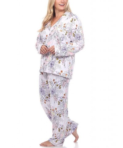 Plus Size Long Sleeve Floral Pajama Set 2-Piece Multi $26.95 Sleepwear