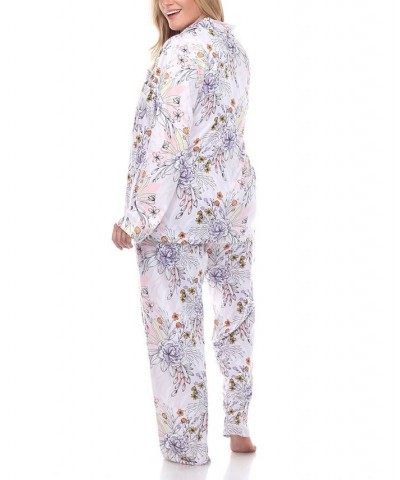 Plus Size Long Sleeve Floral Pajama Set 2-Piece Multi $26.95 Sleepwear