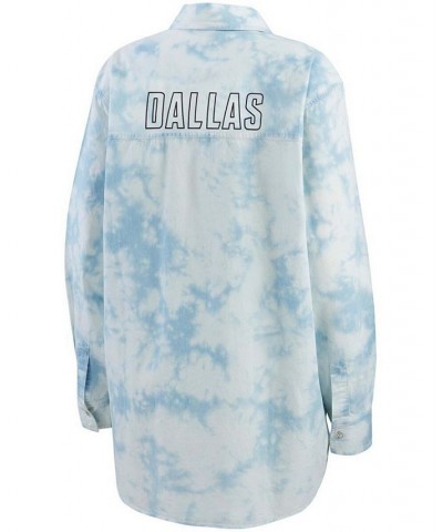 Women's Denim Dallas Cowboys Chambray Acid-Washed Long Sleeve Button-Up Shirt Denim $35.20 Tops