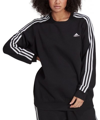 Plus Size Essentials 3-Stripes Fleece Sweatshirt Black $20.30 Sweatshirts