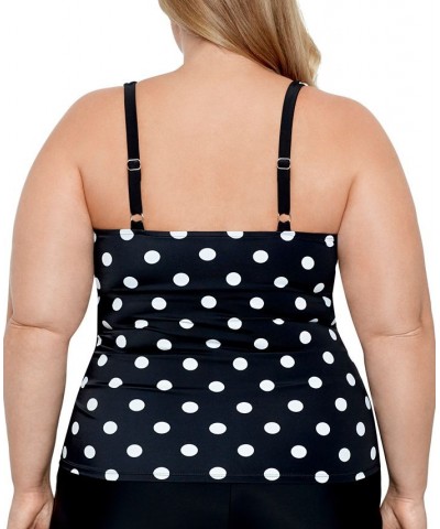 Plus Size Tummy Control V-Neck Polka Dot Tankini Top Vintage Dotty $47.00 Swimsuits