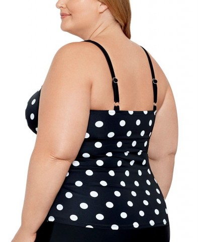 Plus Size Tummy Control V-Neck Polka Dot Tankini Top Vintage Dotty $47.00 Swimsuits