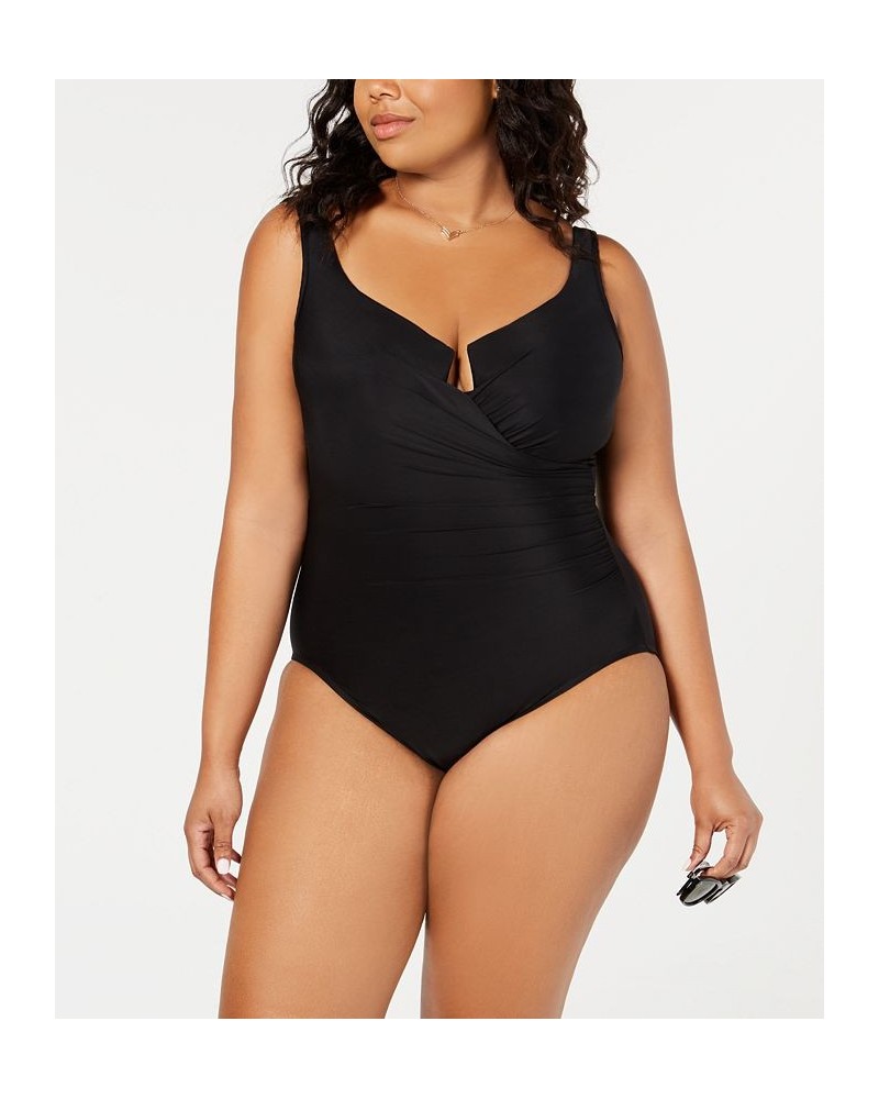 Plus Size Escape Underwire Allover-Slimming Wrap One-Piece Swimsuit Black $95.06 Swimsuits