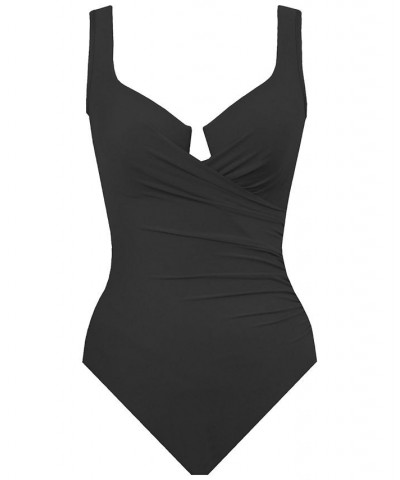 Plus Size Escape Underwire Allover-Slimming Wrap One-Piece Swimsuit Black $95.06 Swimsuits