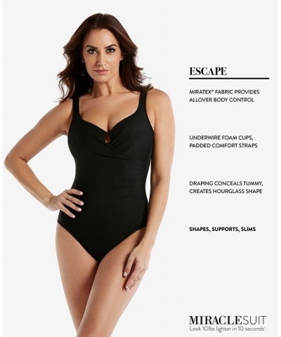 Plus Size Escape Underwire Allover-Slimming Wrap One-Piece Swimsuit Black $95.06 Swimsuits