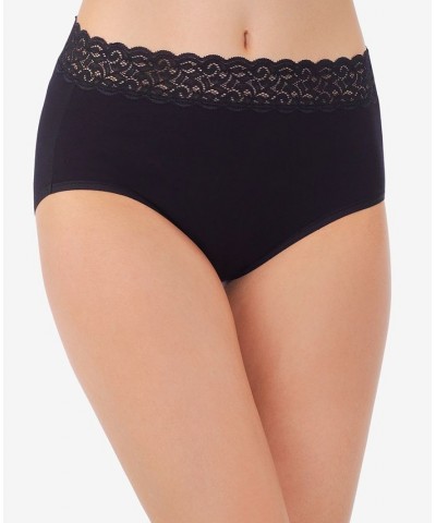 Flattering Cotton Lace Stretch Brief Underwear 13396 also available in extended sizes Black $8.58 Panty