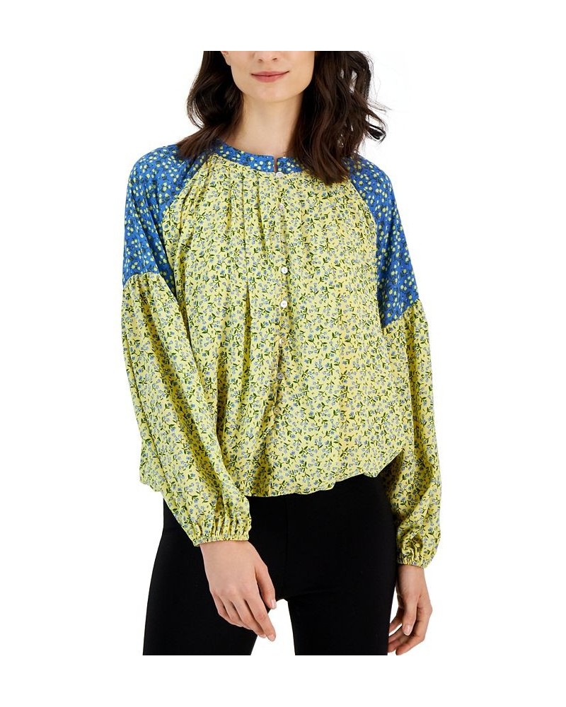 Women's Floral-Printed Colorblocked Pleated Top Ditsy Floral Storm $49.00 Tops