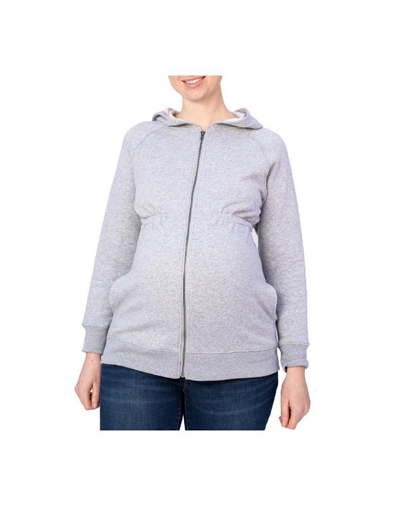 Women Zip Up Maternity Hoodie Grey $16.29 Sweaters