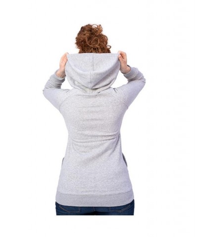 Women Zip Up Maternity Hoodie Grey $16.29 Sweaters