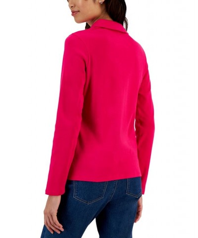 Women's Cotton Johnny Collar T-Shirt Bold Strawberry $14.24 Tops