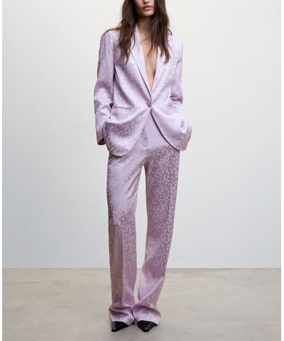 Women's Satin Printed Blazer Light, Pastel Purple $47.60 Jackets