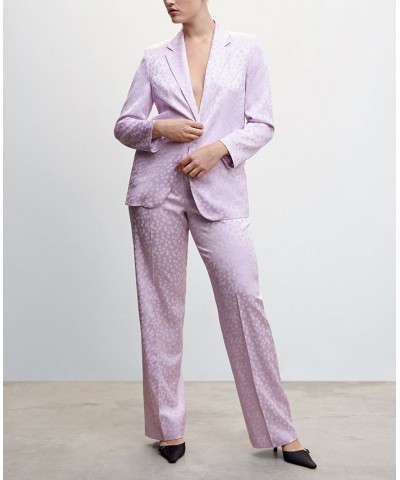 Women's Satin Printed Blazer Light, Pastel Purple $47.60 Jackets