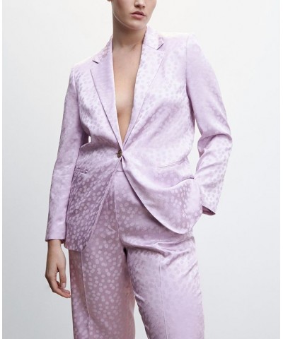 Women's Satin Printed Blazer Light, Pastel Purple $47.60 Jackets