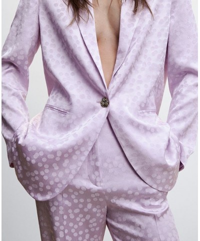 Women's Satin Printed Blazer Light, Pastel Purple $47.60 Jackets