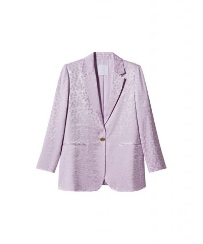 Women's Satin Printed Blazer Light, Pastel Purple $47.60 Jackets