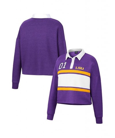 Women's Purple LSU Tigers I Love My Job Rugby Long Sleeve Shirt Purple $24.60 Tops