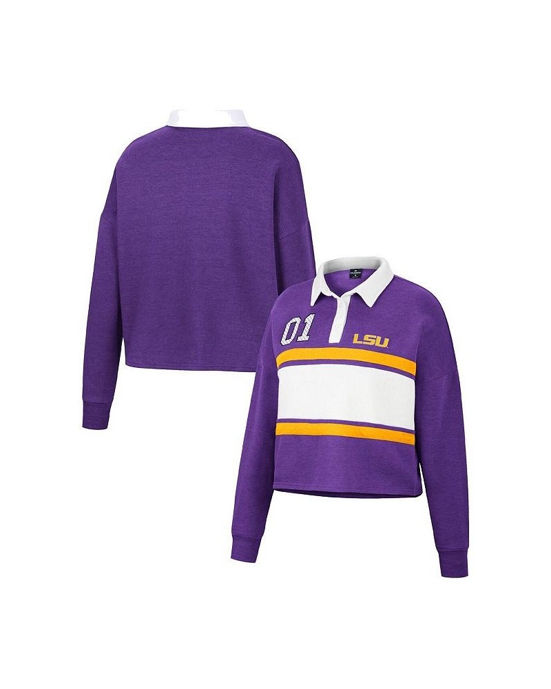 Women's Purple LSU Tigers I Love My Job Rugby Long Sleeve Shirt Purple $24.60 Tops