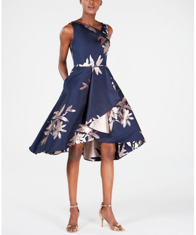 Jacquard Fit & Flare Dress Navy/Blush $86.04 Dresses