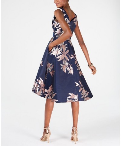 Jacquard Fit & Flare Dress Navy/Blush $86.04 Dresses