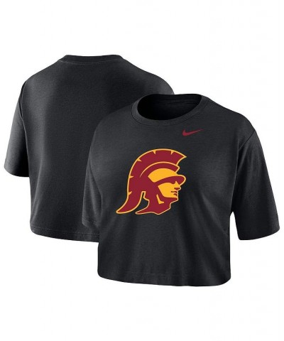 Women's Black USC Trojans Cropped Performance T-shirt Black $28.19 Tops