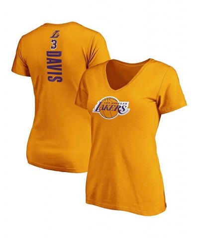 Women's Branded Anthony Davis Gold Los Angeles Lakers Team Playmaker Name and Number V-Neck T-shirt Gold $24.77 Tops