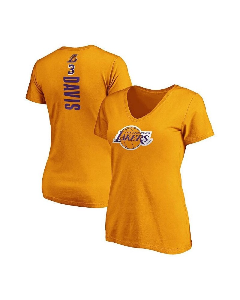 Women's Branded Anthony Davis Gold Los Angeles Lakers Team Playmaker Name and Number V-Neck T-shirt Gold $24.77 Tops