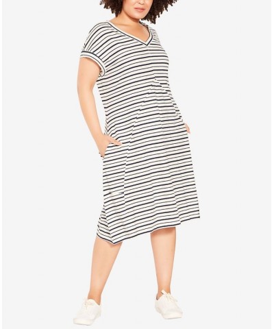 Plus Size Lilly Stripe Dress Stripe Ivory $19.34 Dresses