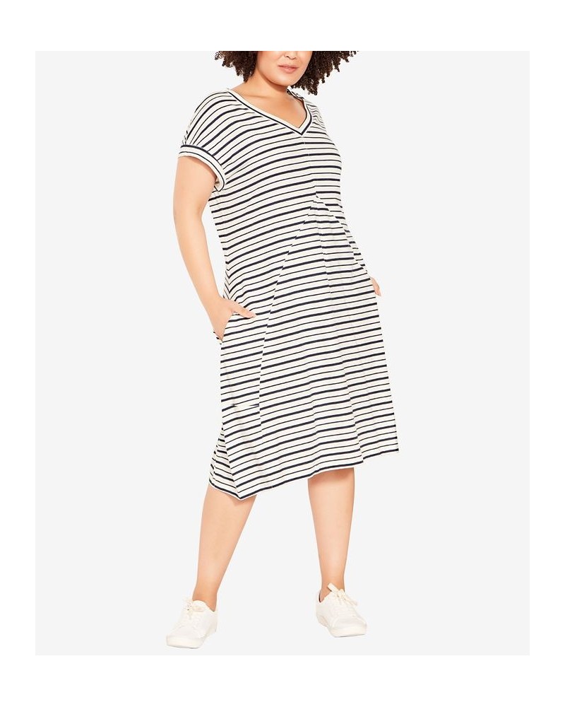 Plus Size Lilly Stripe Dress Stripe Ivory $19.34 Dresses