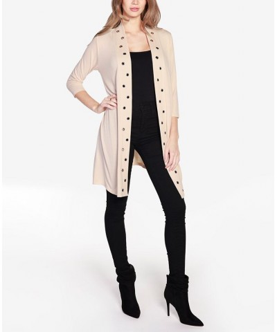 Grommet-Trim Open-Front Cardigan Heather Oatmeal $29.40 Sweaters