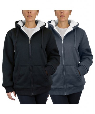 Women's Loose Fit Sherpa Lined Fleece Zip-Up Hoodie Sweatshirt Pack of 2 Black, Charcoal $36.66 Sweatshirts