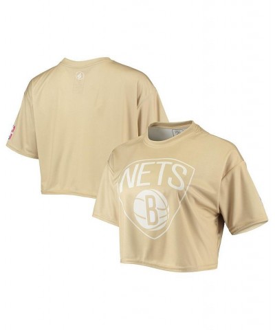 Women's Tan Brooklyn Nets Sand Crop Top Tan $22.79 Tops