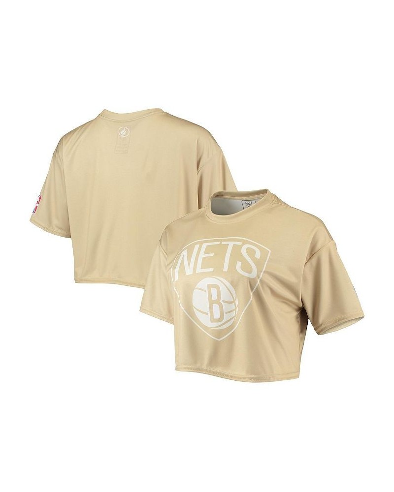 Women's Tan Brooklyn Nets Sand Crop Top Tan $22.79 Tops