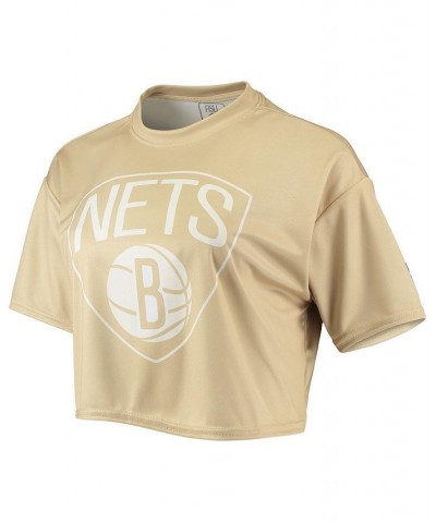 Women's Tan Brooklyn Nets Sand Crop Top Tan $22.79 Tops