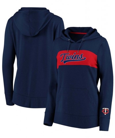 Women's Navy Minnesota Twins Tri-Blend Colorblock Pullover Hoodie Navy $40.79 Sweatshirts