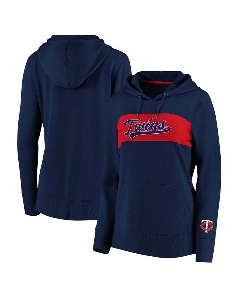 Women's Navy Minnesota Twins Tri-Blend Colorblock Pullover Hoodie Navy $40.79 Sweatshirts