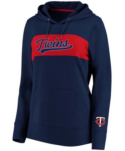 Women's Navy Minnesota Twins Tri-Blend Colorblock Pullover Hoodie Navy $40.79 Sweatshirts