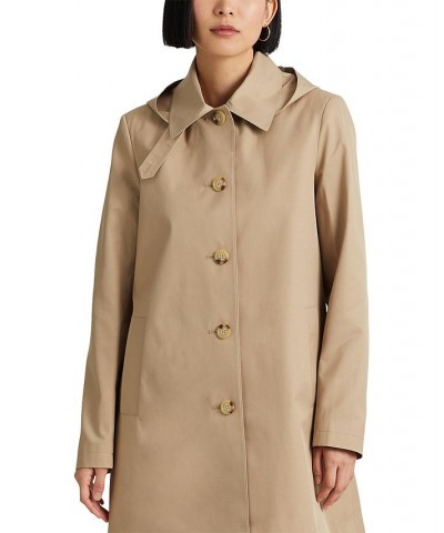 Women's Petite Hooded Raincoat Tan/Beige $51.92 Coats