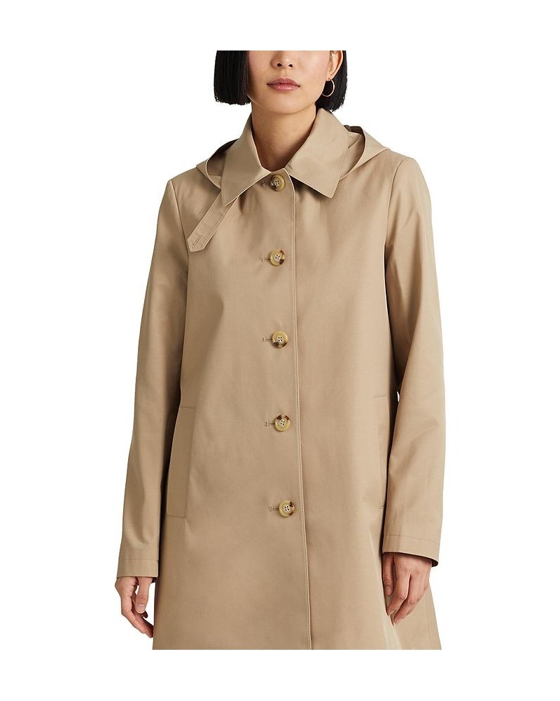 Women's Petite Hooded Raincoat Tan/Beige $51.92 Coats