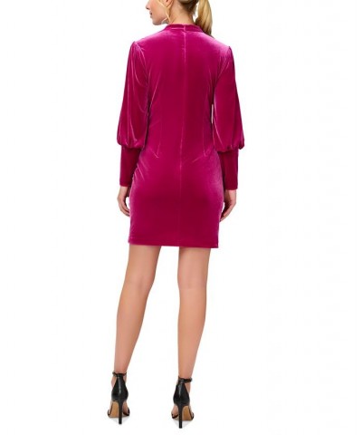 Women's Mock-Neck Sheath Dress Hot Pink $32.85 Dresses