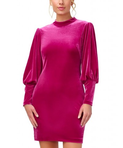 Women's Mock-Neck Sheath Dress Hot Pink $32.85 Dresses