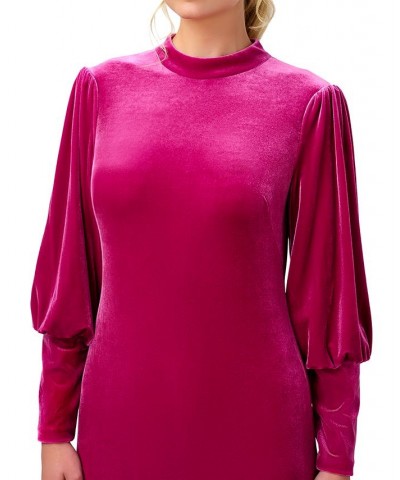 Women's Mock-Neck Sheath Dress Hot Pink $32.85 Dresses