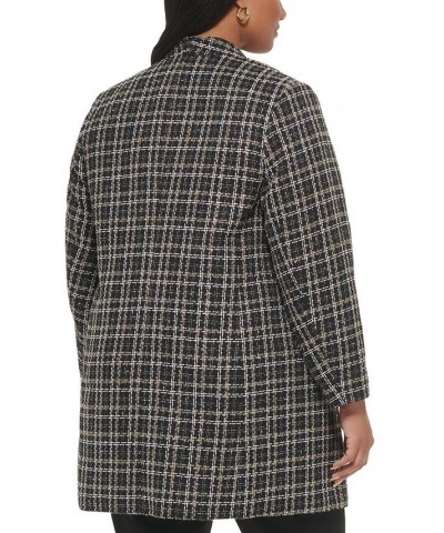 Plus Size Plaid Tweed Topper Jacket Black Multi $50.75 Jackets