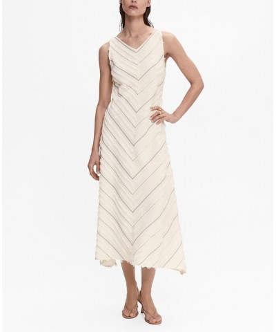 Women's Striped Flared Dress Ecru $80.00 Dresses