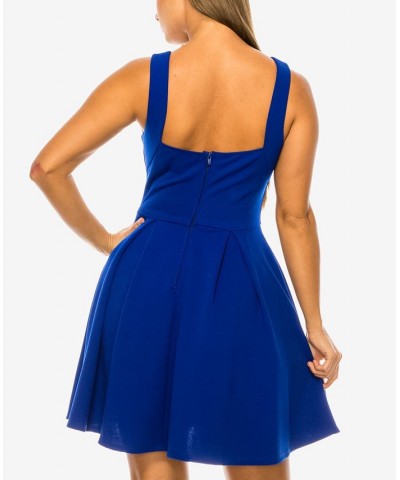 Juniors' Sleeveless Pleated A-Line Dress Electric Blue $16.66 Dresses