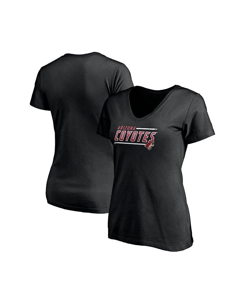 Women's Branded Black Arizona Coyotes Mascot In Bounds V-Neck T-shirt Black $15.96 Tops