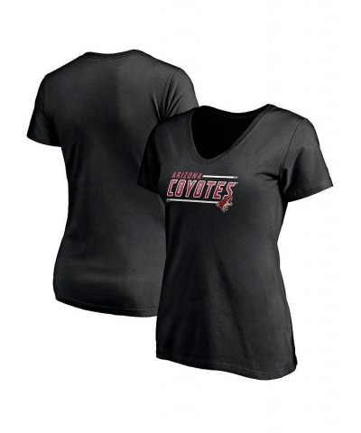 Women's Branded Black Arizona Coyotes Mascot In Bounds V-Neck T-shirt Black $15.96 Tops