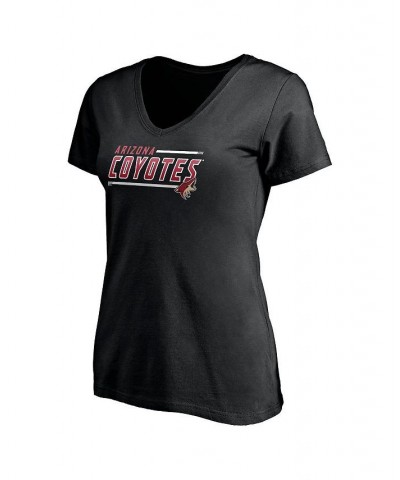 Women's Branded Black Arizona Coyotes Mascot In Bounds V-Neck T-shirt Black $15.96 Tops