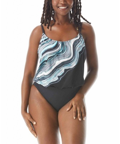 Contours Amaris Printed Tummy-Control One-Piece Swimsuit Black $36.16 Swimsuits