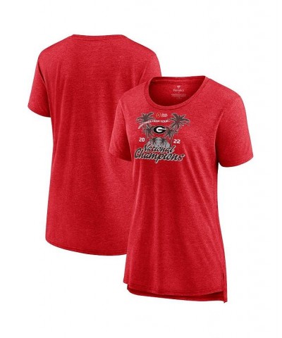 Women's Branded Red Georgia Bulldogs College Football Playoff 2022 National Champions Tri-Blend Modern T-shirt Red $26.39 Tops