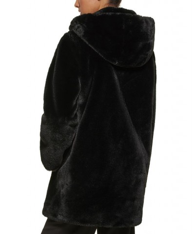 Women's Hooded Faux-Fur Coat Black $144.30 Coats